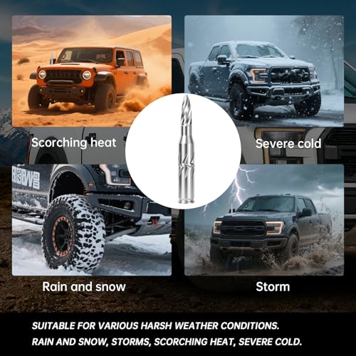 Lenareli 5.5in Chrome Bullet Antenna 50 Cal Truck Antenna Fittings， Fit for Ford F150 F250 F350 Raptor/Dodge RAM 1500 2500 3500/Chevrolet Silverado & GMC Majority Short Replacement Antenna (Chrome) - Image 5