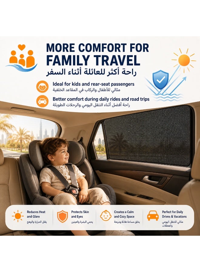 2 Pcs Car Window Sun Shade, Universal Side Curtain for Car, UV Protection Sunshade for Side  Windows - Image 3