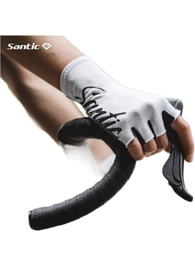 Sendik Di Ke Spring And Summer Cycling Gloves, Road Bike Short Finger Gloves [Wan Xiang], White, S - Image 2