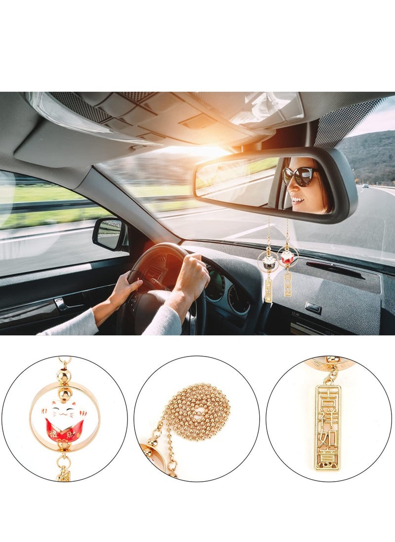 2Pcs Lucky Cat Car Pendant for Rearview Mirror, Charming Auto Decoration in 2 Colors, Perfect for Car Accessories - Image 4