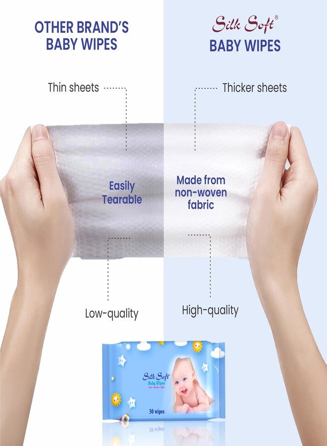 Silk Soft Baby Wet Wipes - 240 Wipes (30 x 8 Packs) | Fragrance-Free, Alcohol-Free & Hypoallergenic | Extra Thick, Moisturizing & Gentle on Sensitive Baby Skin - Image 5