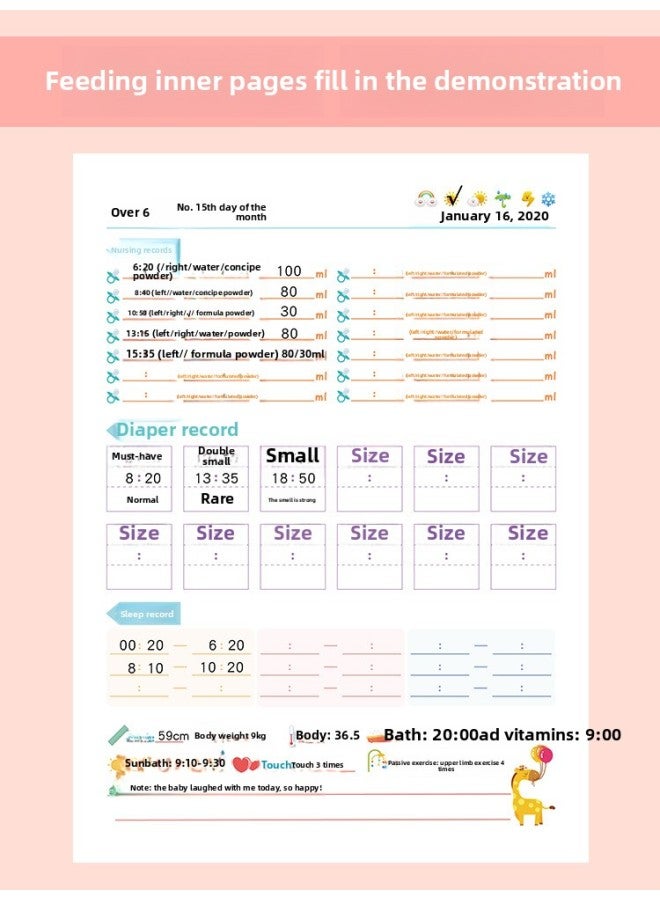 Children's Height And Weight Record Book Daily Nursing Diet Notebook Souvenir Book Nursing File Nursing Diary Book-Color:General Feeding Diary (no Complementary Food Records)  - Image 5