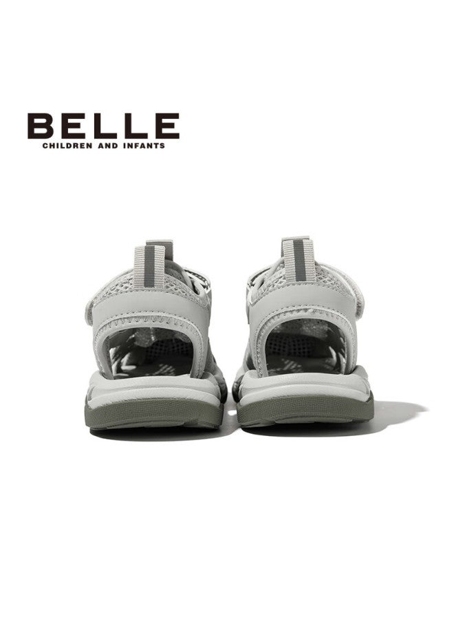 Belle Kids Summer Sandals Boys Girls Beach Shoes Closed-toe Outdoor Sports Soft Sole Toddler Shoes Gray Size 28 - Image 2