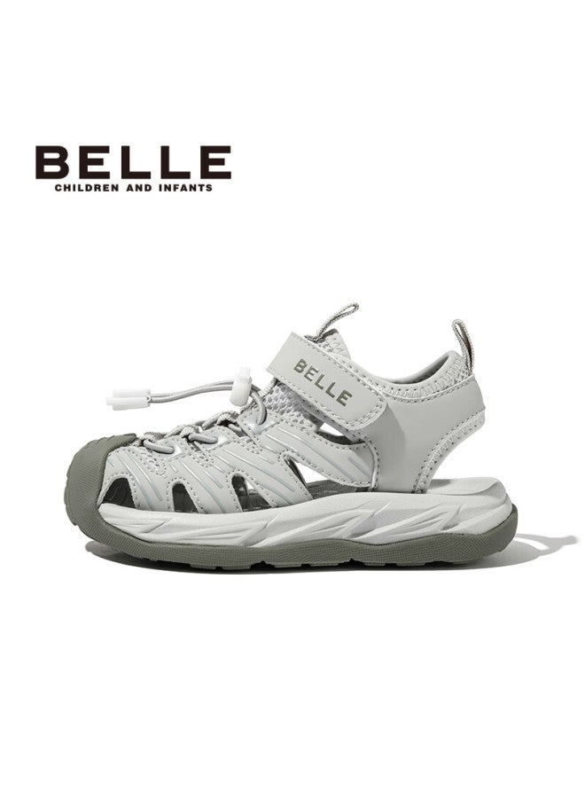 Belle Kids Summer Sandals Boys Girls Beach Shoes Closed-toe Outdoor Sports Soft Sole Toddler Shoes Gray Size 28 - Image 3