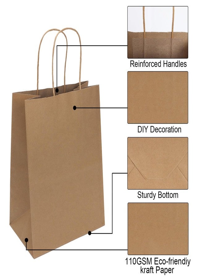 Joybe 100 Pack 8x4.75x10 Inch Medium Brown Paper Bags with Handles Bulk, Joybe Kraft Paper Gift Bags for Birthday Party Favors Grocery Retail Shopping Business Goody Craft Blank Sacks (Plain Natural 100pcs) - Image 3