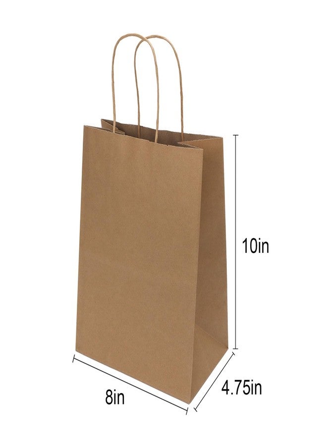 Joybe 100 Pack 8x4.75x10 Inch Medium Brown Paper Bags with Handles Bulk, Joybe Kraft Paper Gift Bags for Birthday Party Favors Grocery Retail Shopping Business Goody Craft Blank Sacks (Plain Natural 100pcs) - Image 2