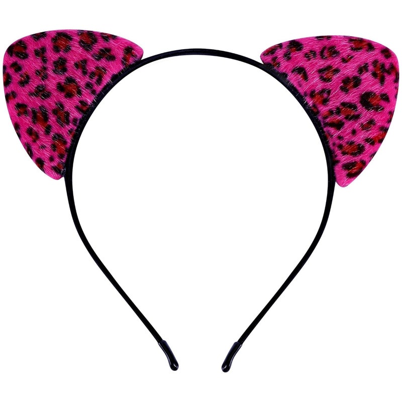 ASHONE Store Cat Ears Headband for Women Cheetah Ears Headband Costume Hair Accessories for Halloween Party Cosplay (Rose Pink, One Size) - Image 1