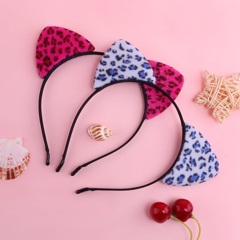ASHONE Store Cat Ears Headband for Women Cheetah Ears Headband Costume Hair Accessories for Halloween Party Cosplay (Rose Pink, One Size) - Image 2