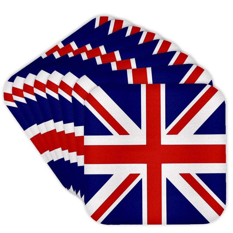 3dRose British Flag - Red White Blue Union Jack Great Britain United Kingdom UK England English Souvenir Gb - Soft Coasters, Set of 8 (CST_159852_2) - Image 1
