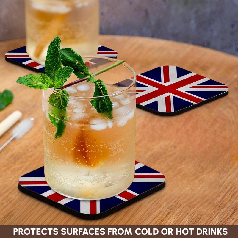 3dRose British Flag - Red White Blue Union Jack Great Britain United Kingdom UK England English Souvenir Gb - Soft Coasters, Set of 8 (CST_159852_2) - Image 3