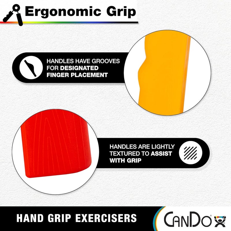 CanDo Hand Grip Exerciser Pair - Yellow, X-Light (3 lb) for Hand Strengthening and Rehabilitation - Image 4