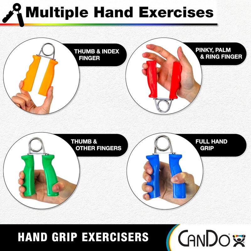 CanDo Hand Grip Exerciser Pair - Yellow, X-Light (3 lb) for Hand Strengthening and Rehabilitation - Image 3