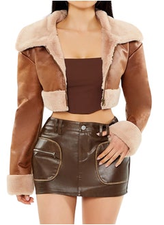 FOREVER 21 Faux Fur-Trim Cropped Moto Jacket  - Image 1