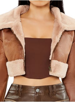 FOREVER 21 Faux Fur-Trim Cropped Moto Jacket  - Image 5