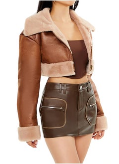 FOREVER 21 Faux Fur-Trim Cropped Moto Jacket  - Image 2