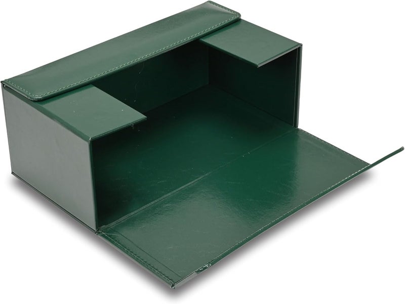 FIS Rectangular Tissue Box Holder - Green Vinyl with Magnetic Bifold Lid - Image 4