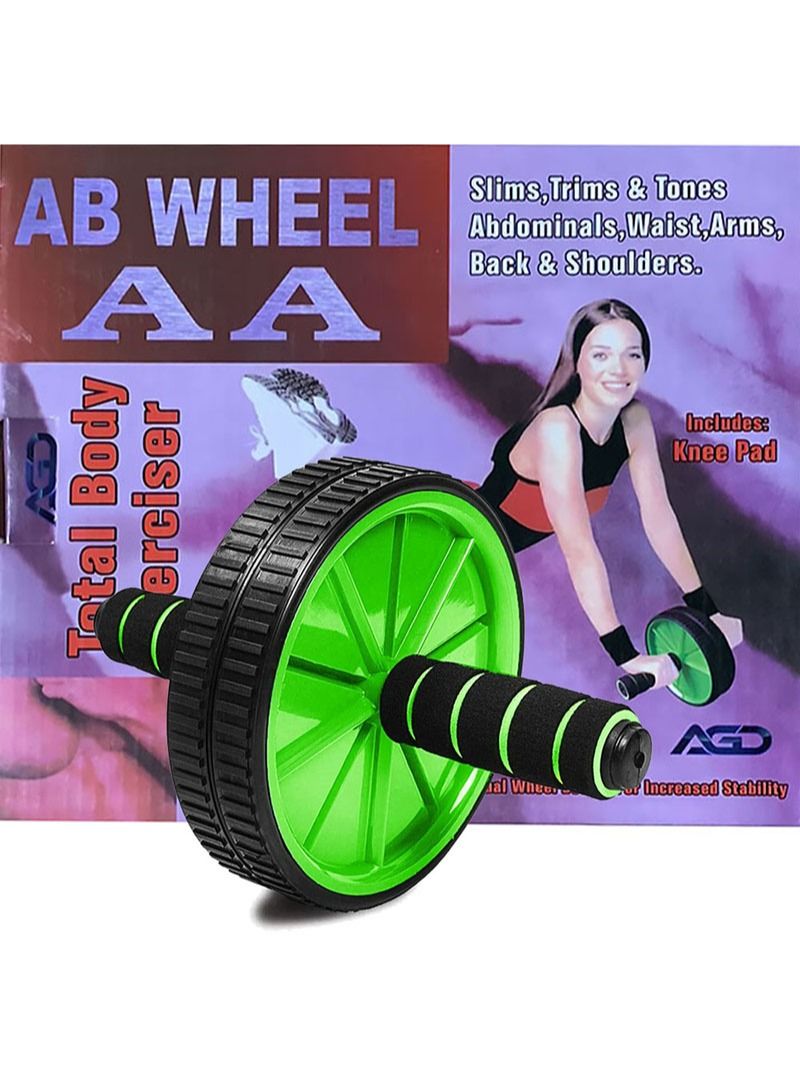 إيه جي دي عجلة آب رولر للتمرين واللياقة البدنية في صالة الألعاب الرياضية للتدريب الأساسي وتمارين البطن مع بساط الركبة (أخضر) - Image 3