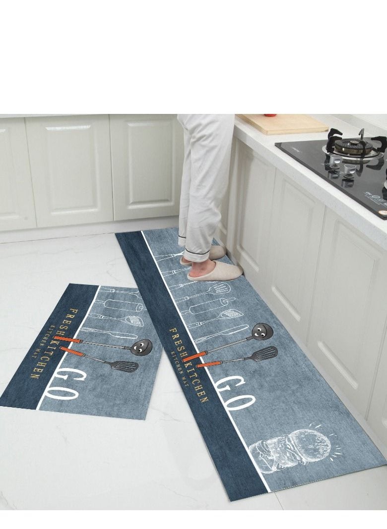 Y&D 2-Piece Non-Slip Floor Mats Cute Cartoon Super Absorbent Kitchen Rug Set  - Image 1