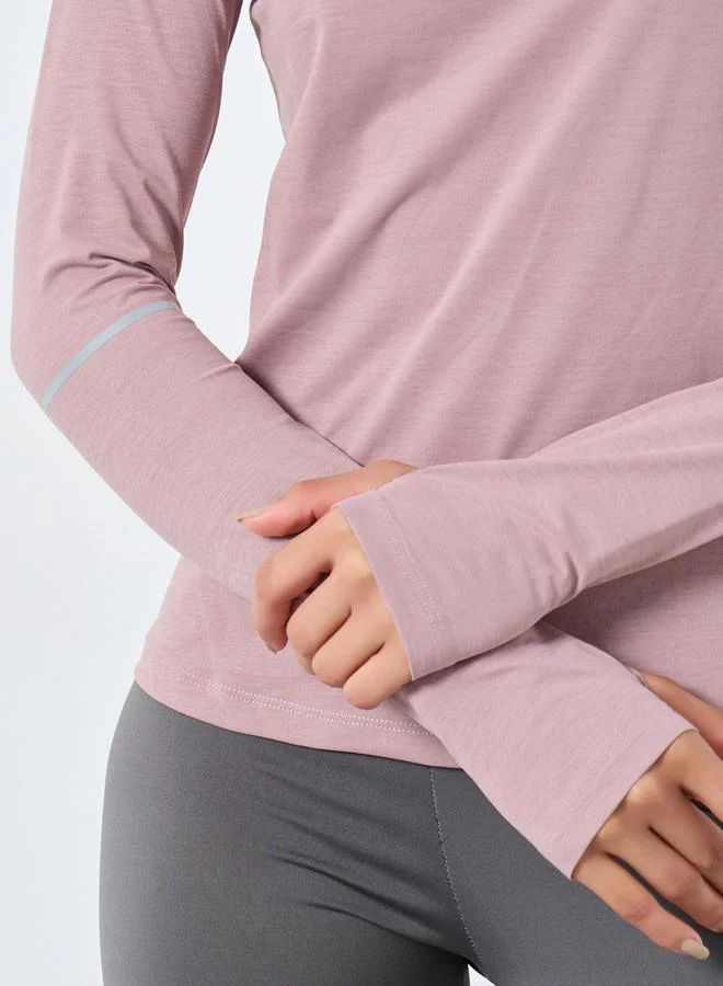 Styli Active Melange Reflective Elbow Circle Stripe Top