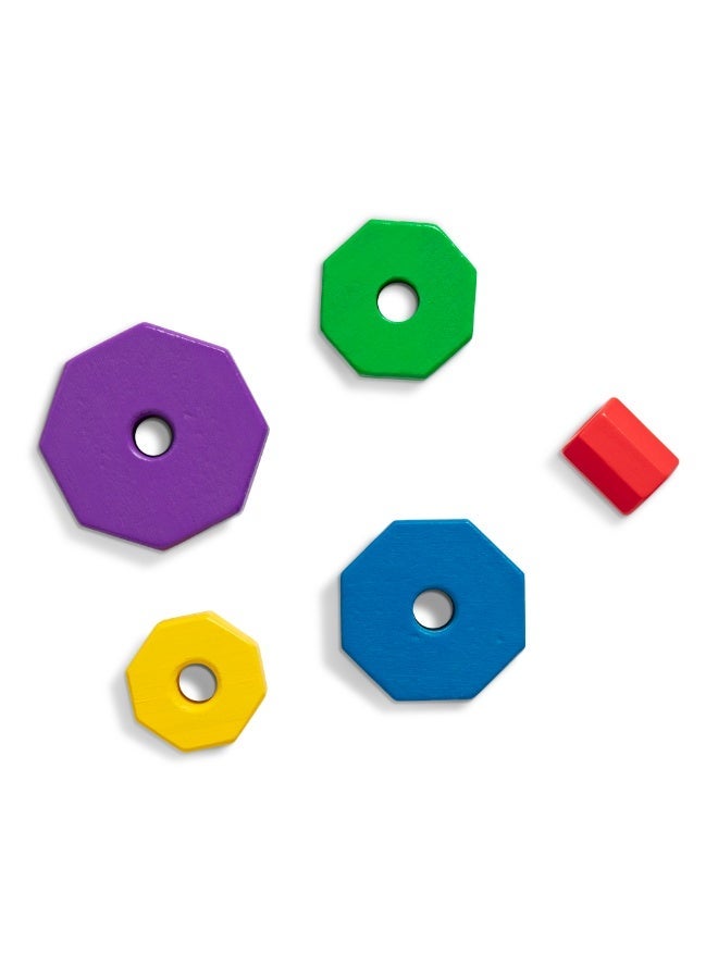 Melissa & Doug Geometric Stacker - Wooden Educational Shape Sorting Toy - Image 2