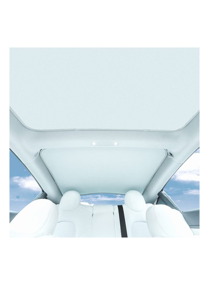 SYOSI Tesla Model 3 Roof Sunshade, Won't Sag Foldable Roof Sun Shade, Sun Protection Heat Insulation Cover Sunroof Shade for Tesla 2020 to 2022 Model 3 Car Accessory Skylight Glass Shade Sun Blocking - Image 1