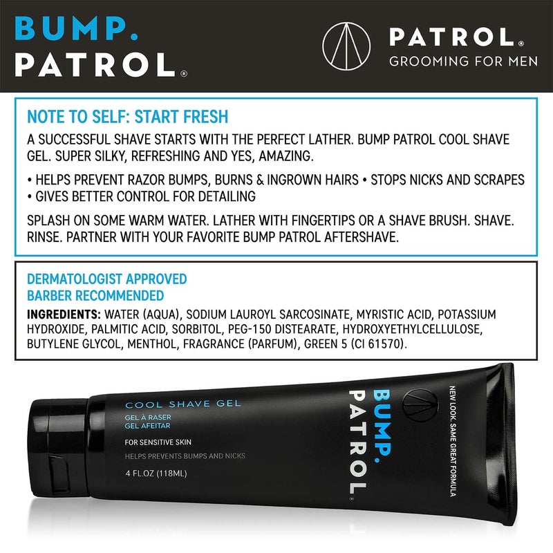 Bump Patrol Cool Shave Gel - Sensitive Clear Shaving Gel With Menthol Prevents Razor Burn, Bumps, Ingrown Hair - 4 Ounces - Image 2