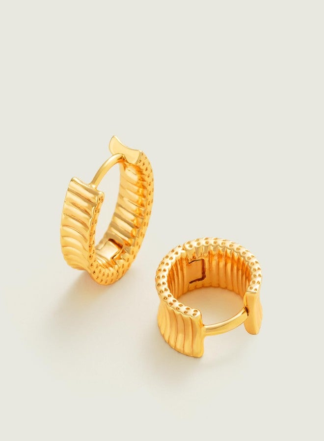 ميفيكو أقراط MEVECCO الذهبية السميكة ذات الكشكشة، مطلية بالذهب عيار 18 قيراطًا، أقراط دائرية سميكة رقيقة، أقراط صغيرة لطيفة، أقراط دائرية عريضة للنساء - Image 5