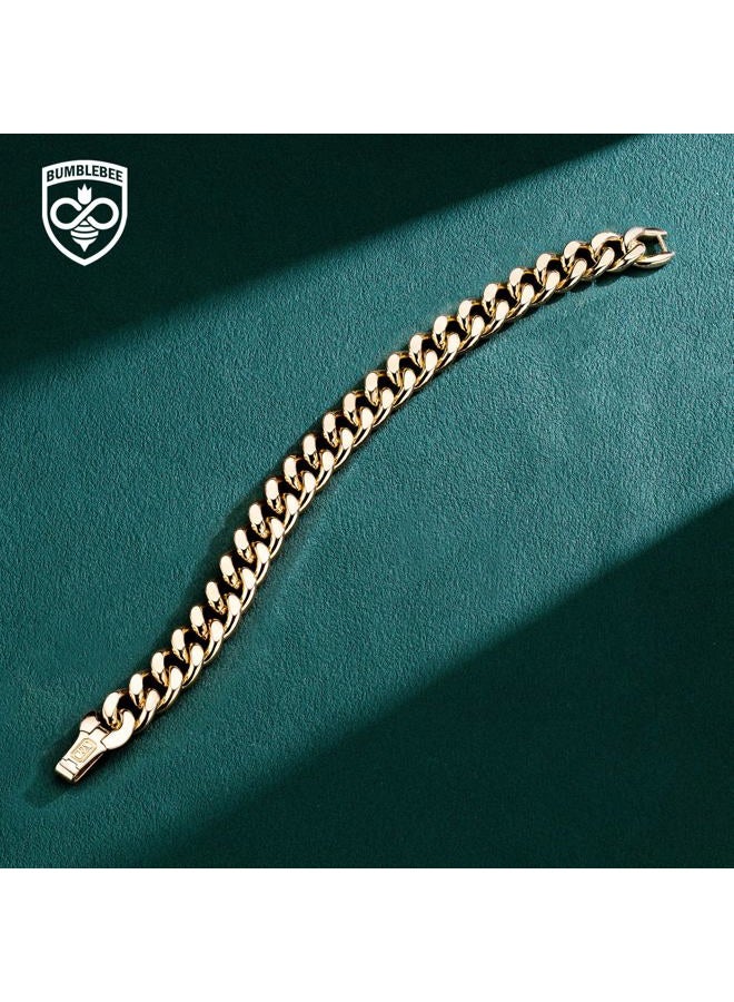 Bumblebee Cuban Link Bracelet for Men and Women,14K Gold Plated 12mm Chunky Miami Cuban Chain Bracelets,Hypoallergenic,Streetwear Hip Hop,Gift for Birthday Size 6.8-8.1 inch, one-size, Eco-Friendly - Image 2