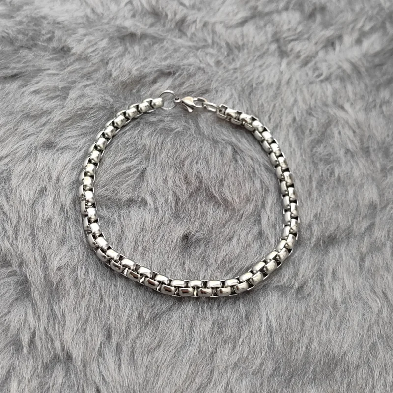 Chavin 5Mm. 21 cm. Gray Steel Men's Bracelet ER33-5