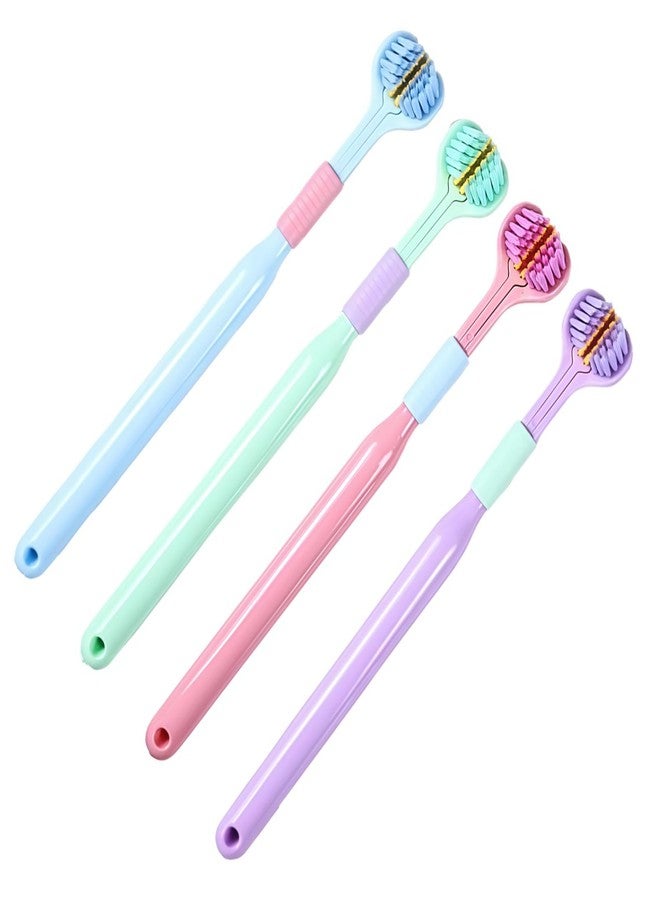 GOUDOGEDC 4 Pcs Random Color Three-Sided Toothbrush Soft Hair Toothbrush, Effective Wrap-Around Design Toothbrushes Accessories Oral Care for Adults and Children - Image 1