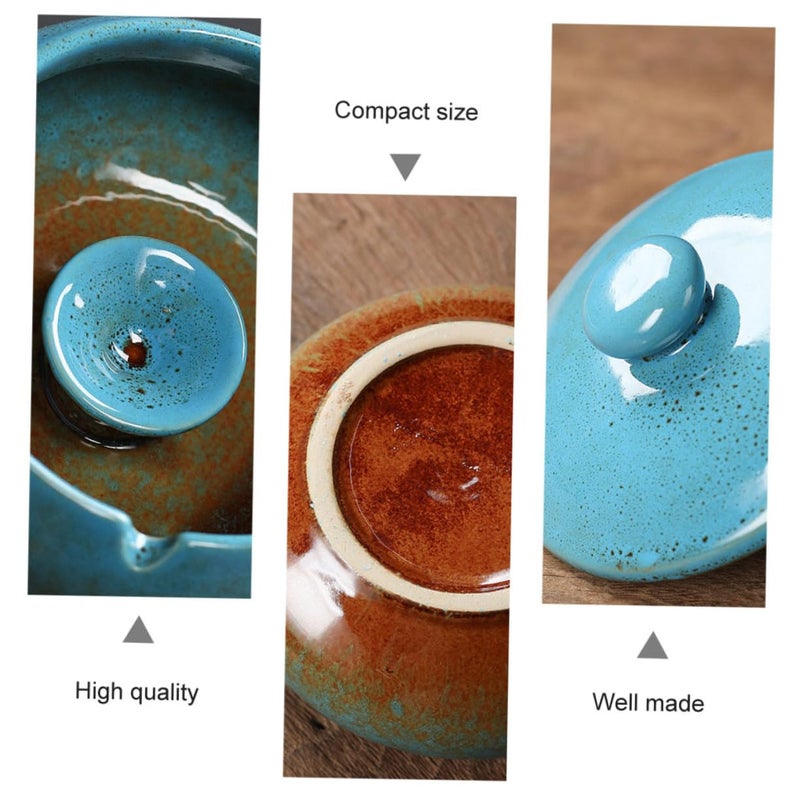 Ceramic Ashtray with Lid Vintage Chinese Style for Indoor and Outdoor Use - Image 3