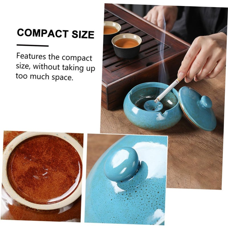 Ceramic Ashtray with Lid Vintage Chinese Style for Indoor and Outdoor Use - Image 5