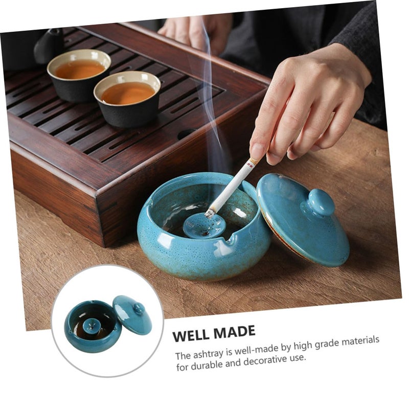 Ceramic Ashtray with Lid Vintage Chinese Style for Indoor and Outdoor Use - Image 4