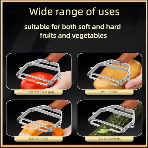 ANMIOU Vegetable Peeler, Stainless Steel Y-Shaped Blade with Wooden Handle, Multi-Purpose Kitchen Tool for Fruits and Vegetables, 6.3 Inches - Image 5