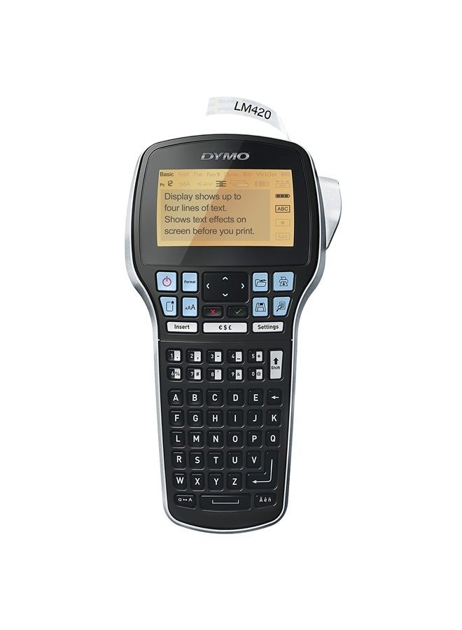 Label Maker with Adapter | LabelManager 420P High-Performance Label Maker, Rechargeable, PC and Mac Connectivity, Bright Backlit Display, Easy-to-Use, Portable, for Home & Office Organization