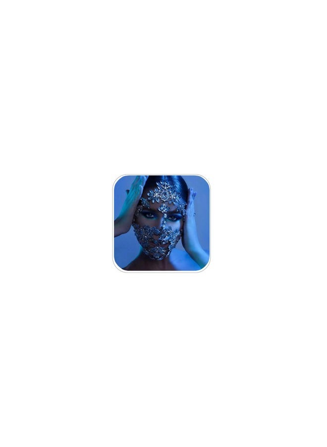 STONEFANS STONEFANS Rhinestone Masquerade Mask Full Face Jewelry for Women Mardi Gras Mask Crystal Face Chain Jewelry Veil Halloween Party (silver)  - Image 1