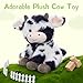 Tezituor 10 Inch Cow Stuffed AnimalAdorable Fluffy Cow Plush ToySoft Farm Stuffed Animal Plushies for Girls BoysToddler Gift Decor for Christmas Valentines BirthdaySitting Cow - Image 4