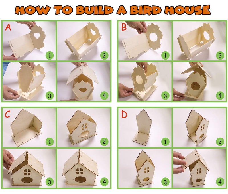 hapray 4 Pack Bird House Crafts for Kids Ages 5-8 8-12, Buildable DIY Birdhouse Kit for Children to Build, Summer Arts and Craft Projects with Paint, 3+ Boy Girl Gift for Halloween Christmas - Image 4