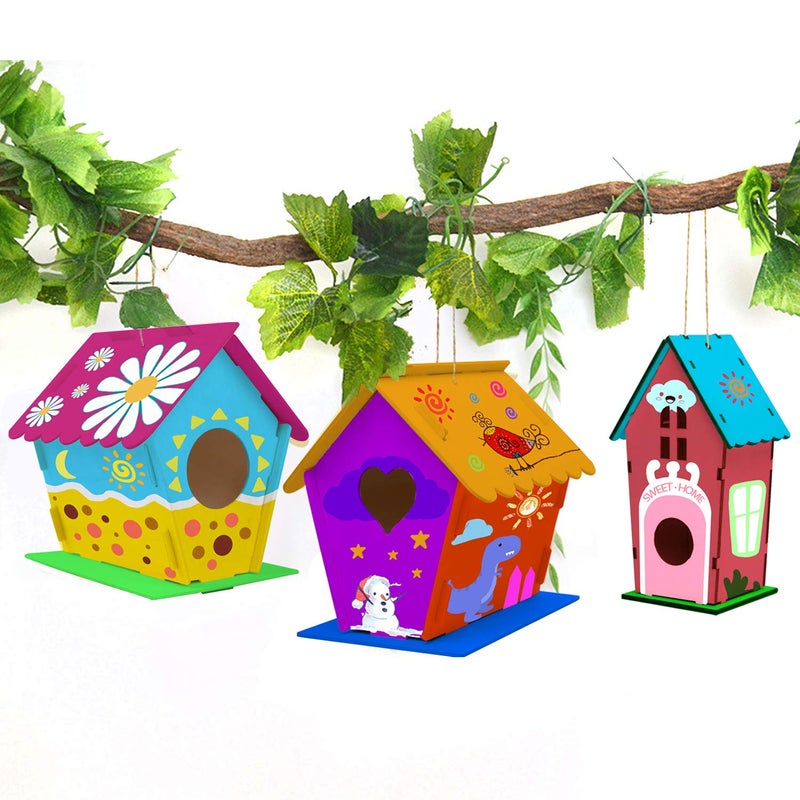 hapray 4 Pack Bird House Crafts for Kids Ages 5-8 8-12, Buildable DIY Birdhouse Kit for Children to Build, Summer Arts and Craft Projects with Paint, 3+ Boy Girl Gift for Halloween Christmas - Image 5