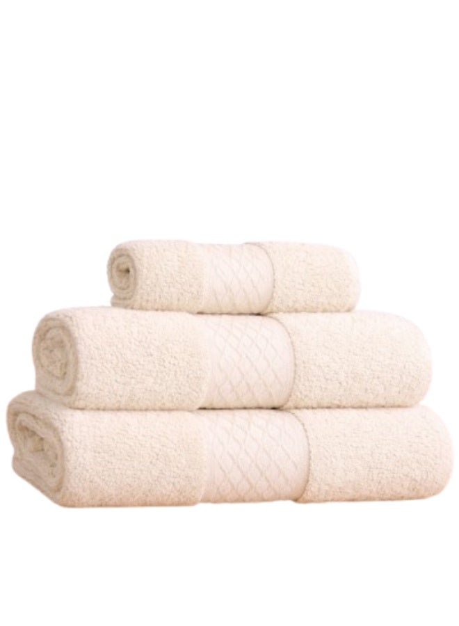 snooze 100% Cotton Luxury Towels set 3 pcs– 500 GSM High loop, Heavyweight & Super Absorbent, Waves off white - Image 1