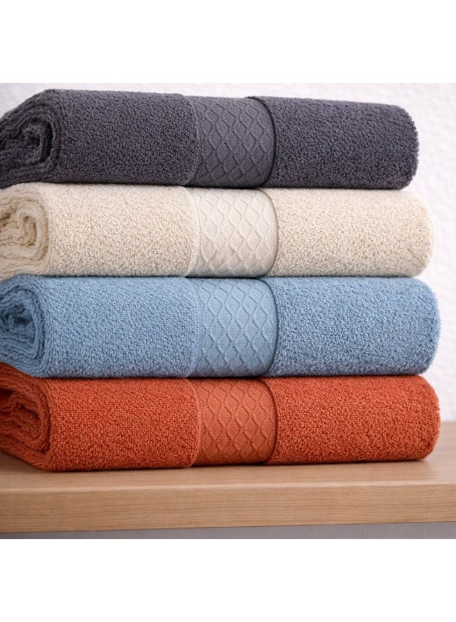 snooze 100% Cotton Luxury Towels set 3 pcs– 500 GSM High loop, Heavyweight & Super Absorbent, Waves off white - Image 4