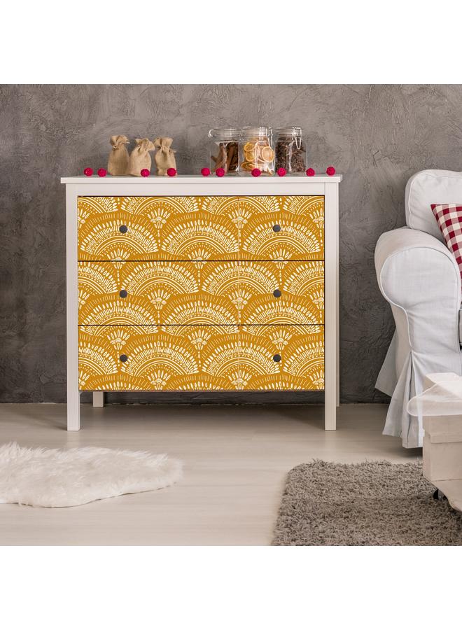 Bluejw Geometric Retro Boho Self Adhesive Removable Wallpaper Living Room Bedroom Kitchen Modern Orange Fan Wallpaper RW233 - Image 4