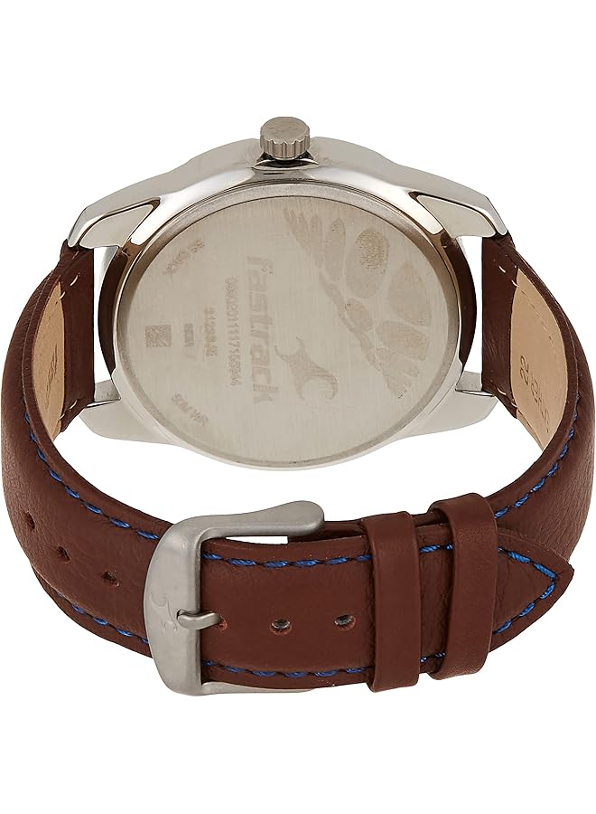 فاستراك ساعة 3123Sl04 بمينا أسود وسوار جلدي وسوار بني - Image 2