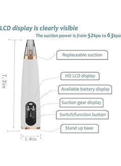 Generic Blackhead Pore Vacuum Cleaner, Facial Pore Cleaner Electric USB Rechargeable Acne Comedone Whitehead Extractor, with LED Display 3 Adjustable Suction Power, Suction Force for All Skin  - Image 2