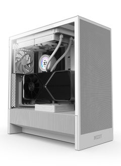 NZXT H5 Flow Compact Mid-Tower ATX Airflow Case, More Air to the GPU, Fits Large Radiators, Optimized for Airflow, Pre-Installed Fans, Easy Cable Management, Tool-less Access, Strong and Sleek, CC-H52FW-01  - Image 1