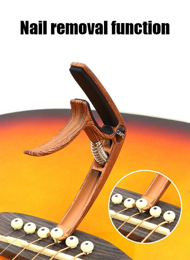 Generic Brands Capo Guitar Capo Zinc Alloy Premium Capo With Guitar Tuner Clip-On Tuner For Acoustic Guitar And More.-Wood Grain - Image 3
