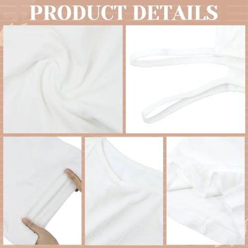 PALAY® Thermal Wear for Women Set V Neck Fleece Lined Thermal Top Winter Inner Wear Slim Fit Cotton Warmer Underwear Tops Camisole Thermals Comfy Stretchy Base Layer Vest Thermal for Women - White - Image 3