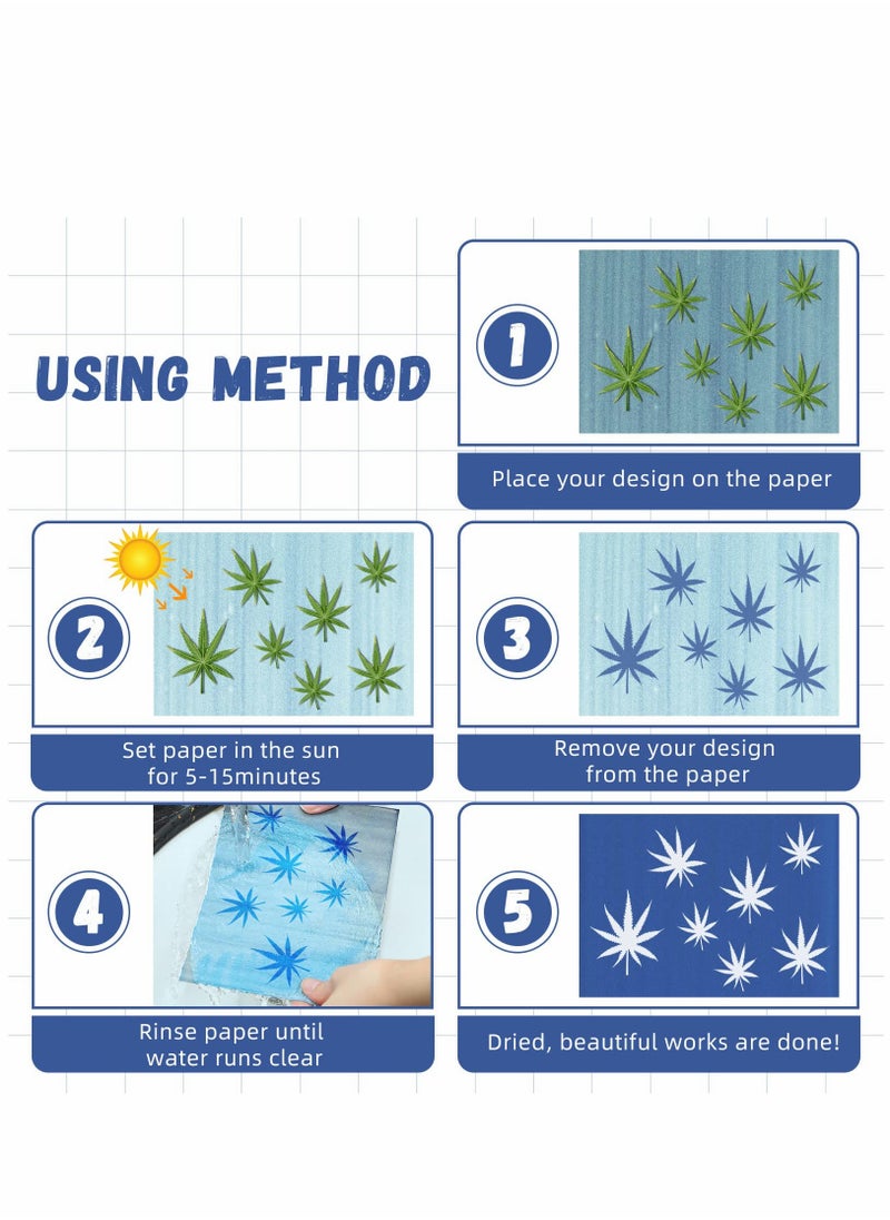 SYOSI - 32 Sheets A5 Cyanotype Paper, Sheets Sun Print Paper, Solar Drawing Paper Sensitivity Nature Printing Paper - Image 1