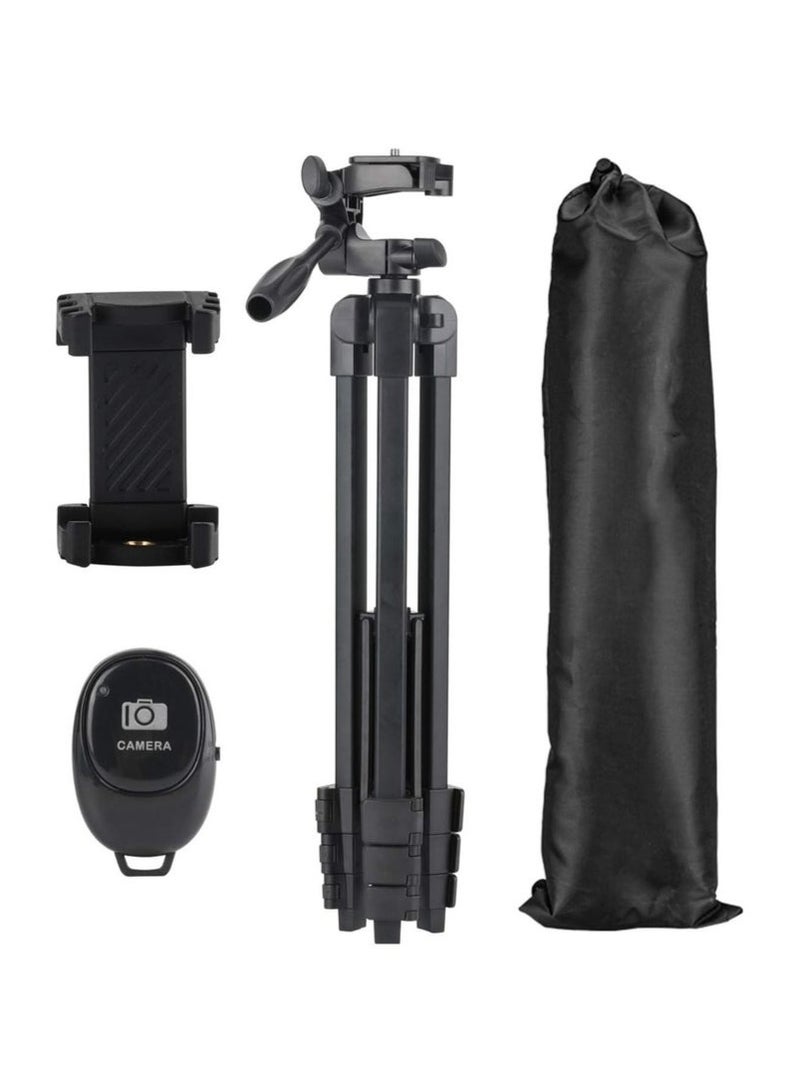 Tripod Flexible, 130cm Extendable Mobile Tripod Stand with Wireless Remote and Clip,Universal Aluminum Alloy Tripod for Video Selfie, Recording,Travel Camera Tripod Lightweight