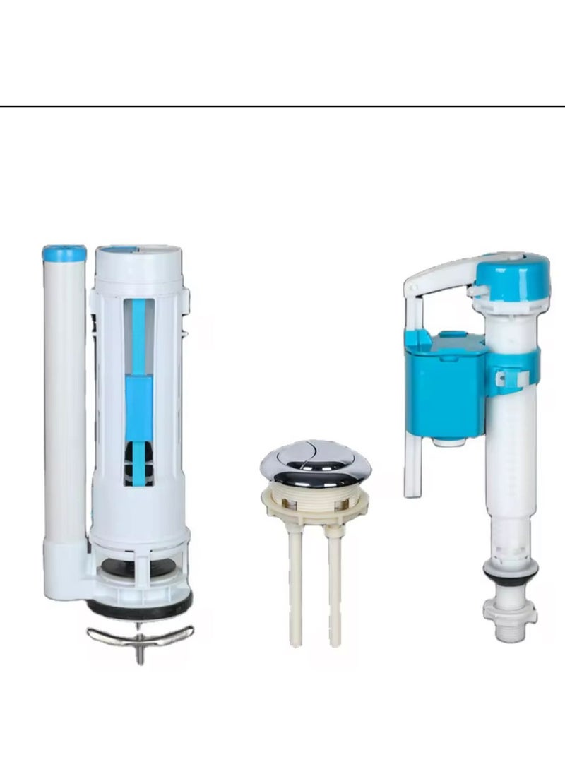 Kana 18 CM Water-Saving Plastic Dual Flush Valve, Water tank fitting, Flush Siphon 6-11"Fill Valve With Toilet Repair Kit Abs Push Chrome Plated Button For Tank Commode Fixed Together Commode Cistern Fitting  - Image 1